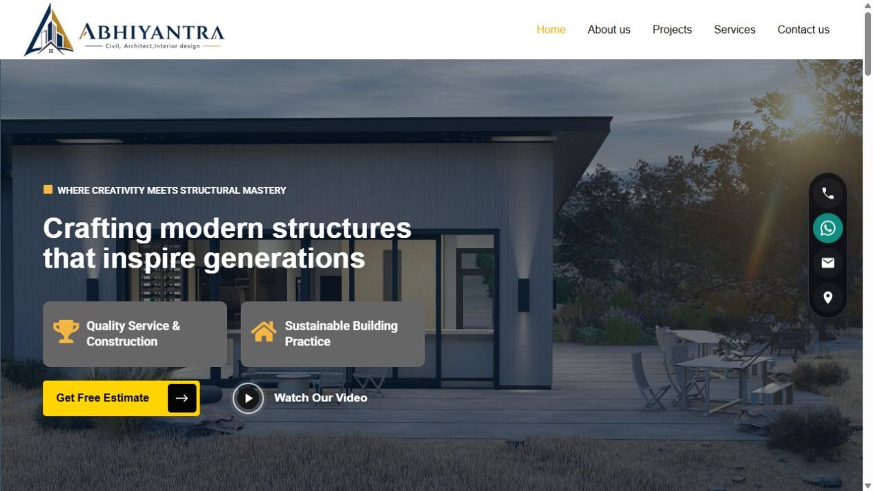 Abhiyantra website homepage