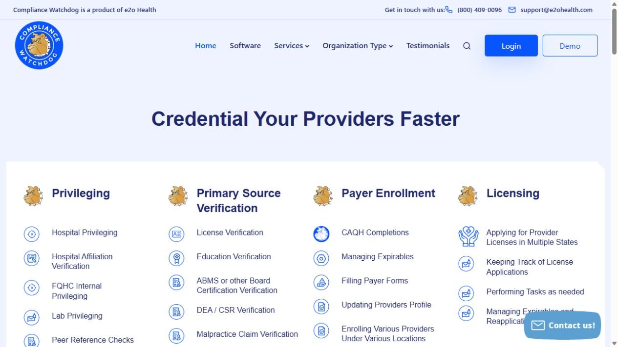 E2O Health website homepage